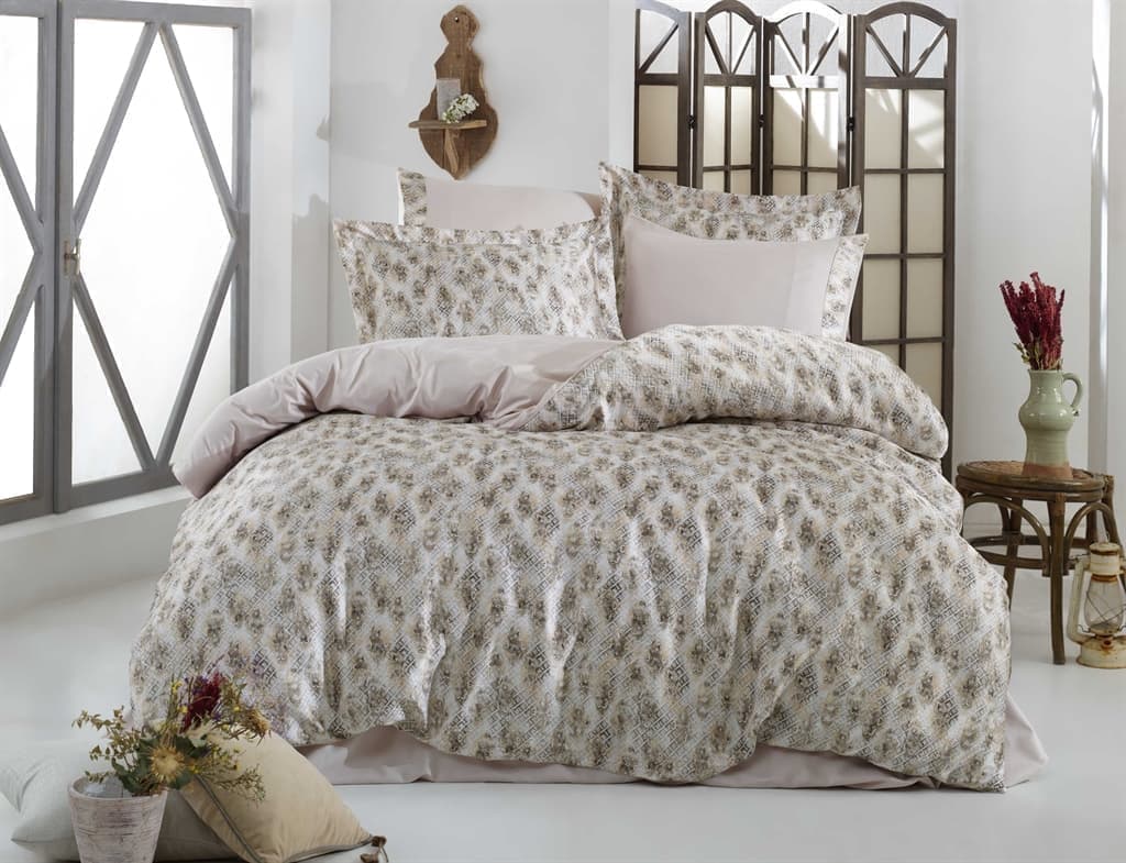 Комплект постельного белья Hobby Crash Sateen Diana 200х220 см/50х70 см 2 шт./70х70 см 2 шт. Бежевый