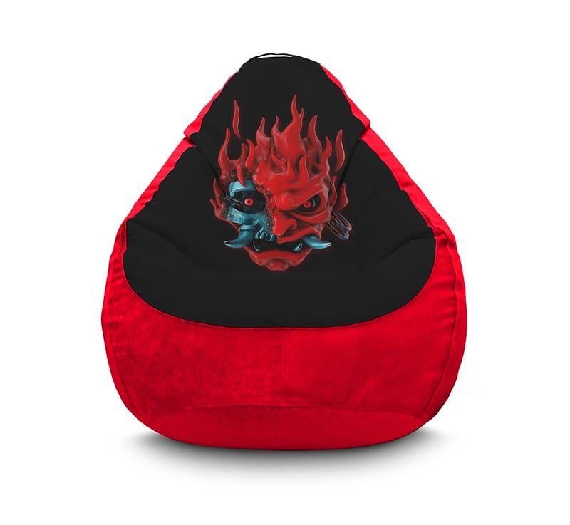 Кресло мешок iPuff Cyberpunk 2077 Samurai Флок XXXL 100х135 см Красный