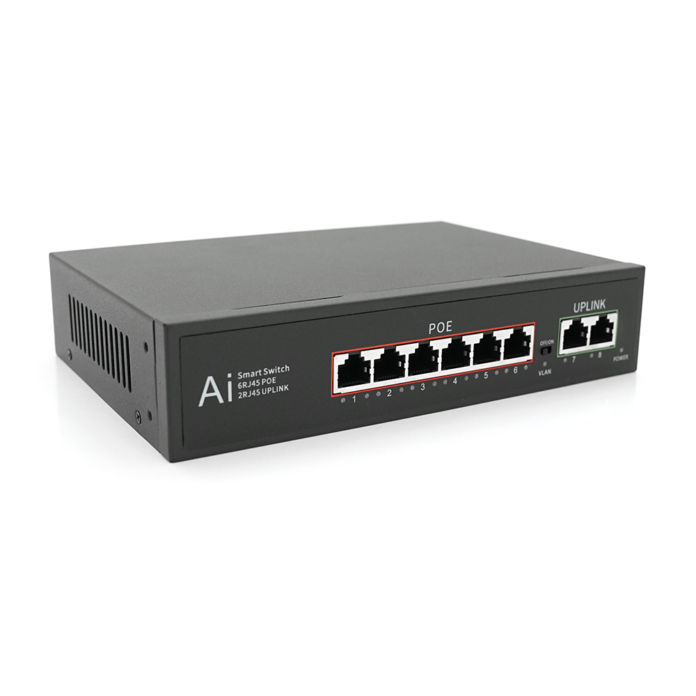 Коммутатор сетевой для камер видеонаблюдения Merlion 6 10/100 2 RJ45 POE 10/100 52V 1,45A (YUT_V9043)