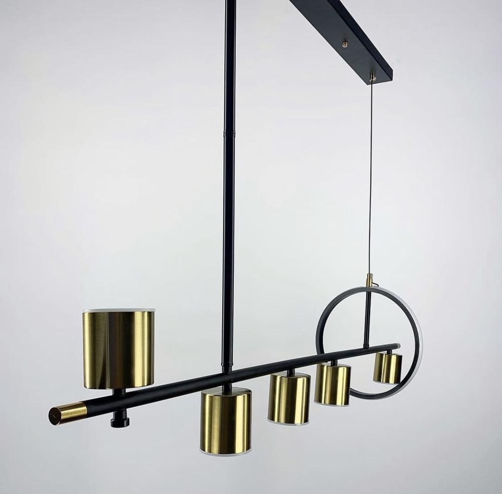 Светильник удлиненный светодиодный с 5 золотистыми спотами-плафонами Черный (G 986/5+Led)