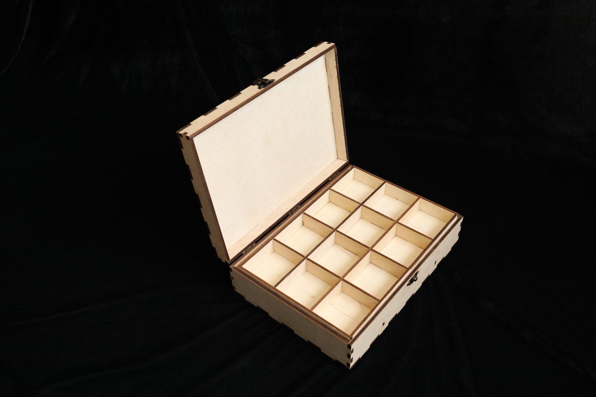 Шкатулка-органайзер для декупажа под роспись с замком и петлями 28х20х8 см (1393458177)