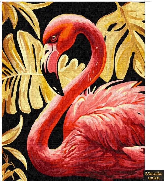 Картина по номерам Идейка Утонченный фламинго с красками металлик extra 40х50 см (KHO6523)