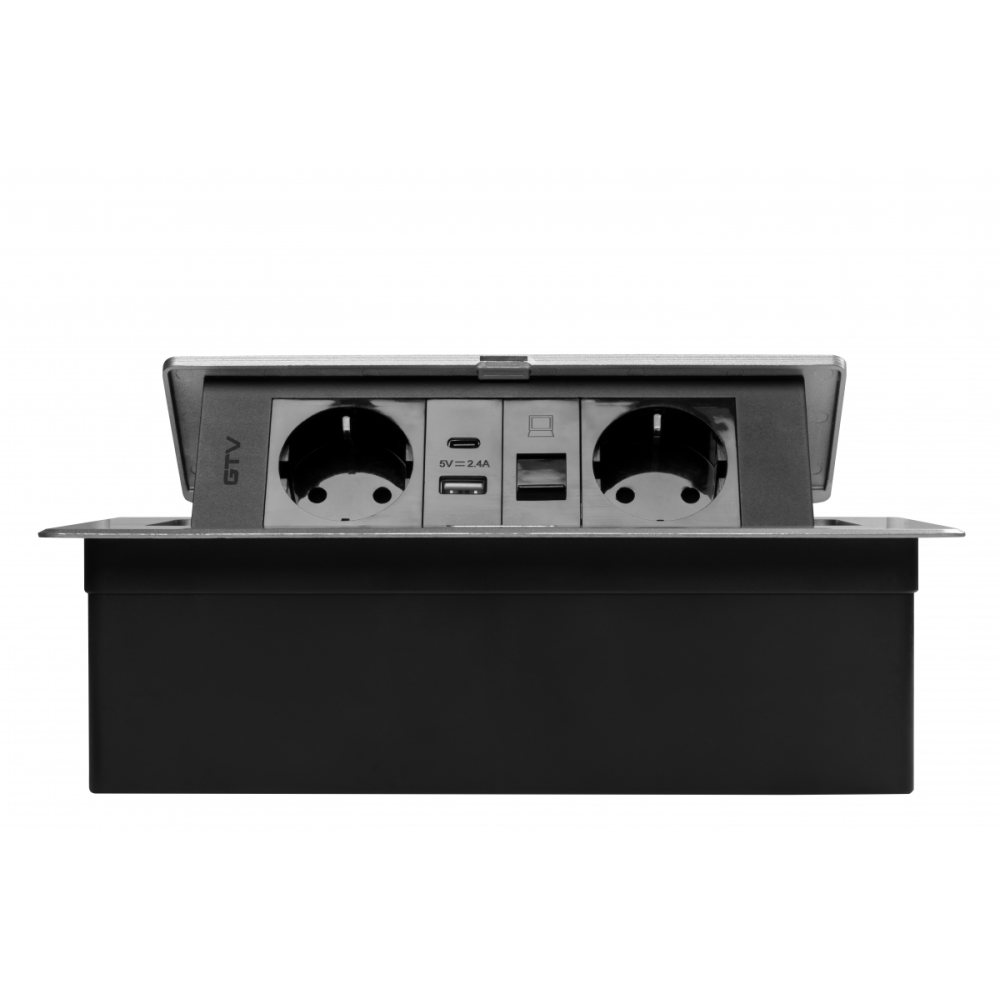 Розетка меблева в стільницю врізна GTV 2хShuko USB-A/C без кабелю Білий (28688658) - фото 5