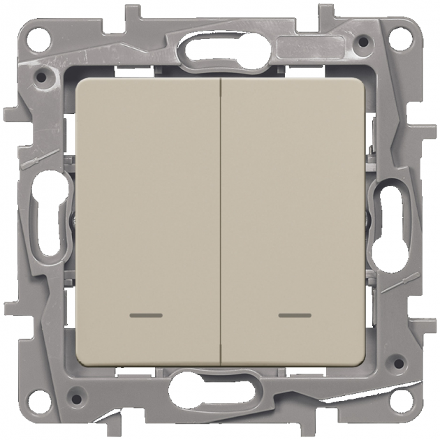 Выключатель 2-клавишный Legrand 672304 Etika пластик с подсветкой/индикацией Слоновая кость (11597418) - фото 1
