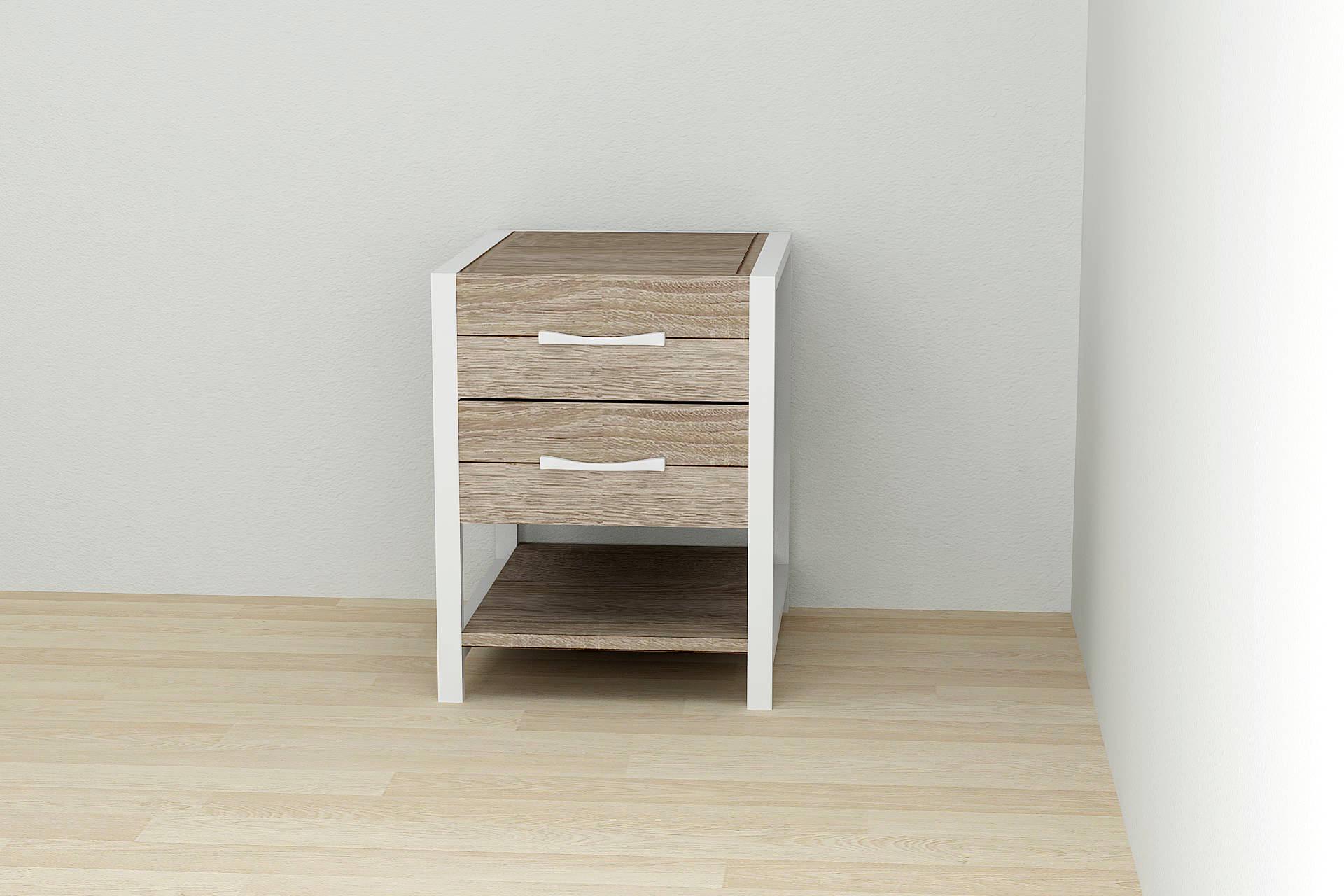 Тумба универсальная Ferrum-decor Вивьен 2/1 ДСП 16 мм 50x41x40 см Белый/Дуб Сонома Трюфель (FRD-104179)