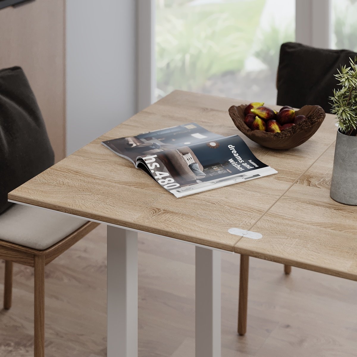 Стол-трансформер ART IN HEAD Dinner Glass 900x754x600 мм Дуб сонома/Белый (TB16130100101) - фото 3 Стол-трансформер ART IN HEAD Dinner Glass 900x754x600 мм Дуб сонома/Белый (TB16130100101) - фото 3