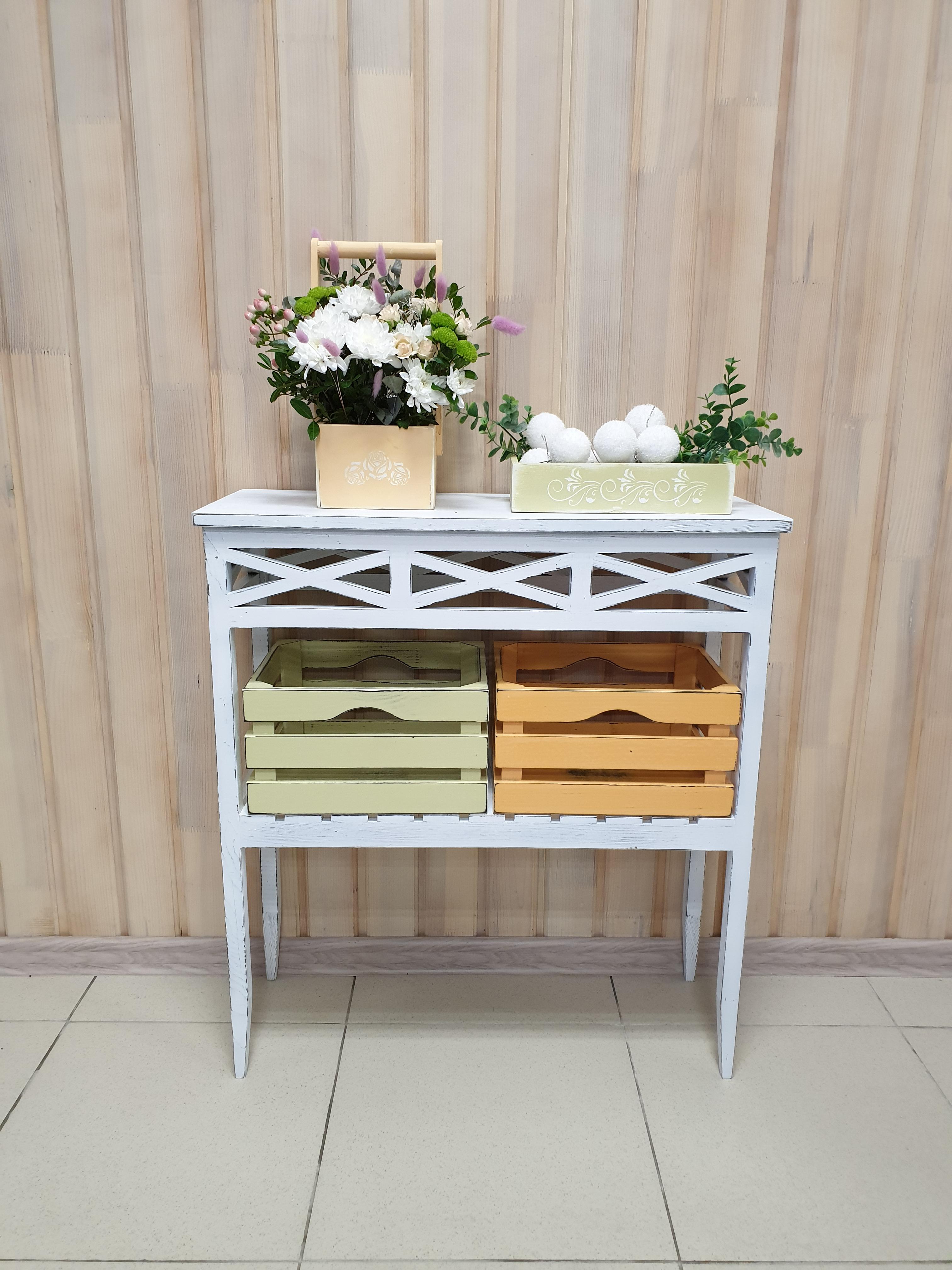 Консольний столик Древоделя Версаль 2 77х70х26 см Біла патина (71301) - фото 4 Консольний столик Древоделя Версаль 2 77х70х26 см Біла патина (71301) - фото 4