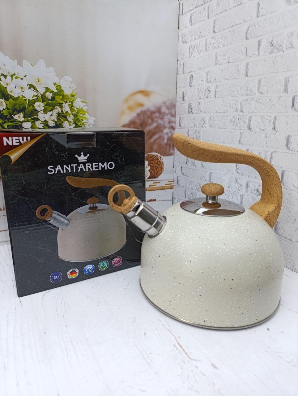 Чайник Santaremo зі свистком нержавіюча сталь 3 л Бежевий - фото 2 Чайник Santaremo зі свистком нержавіюча сталь 3 л Бежевий - фото 2