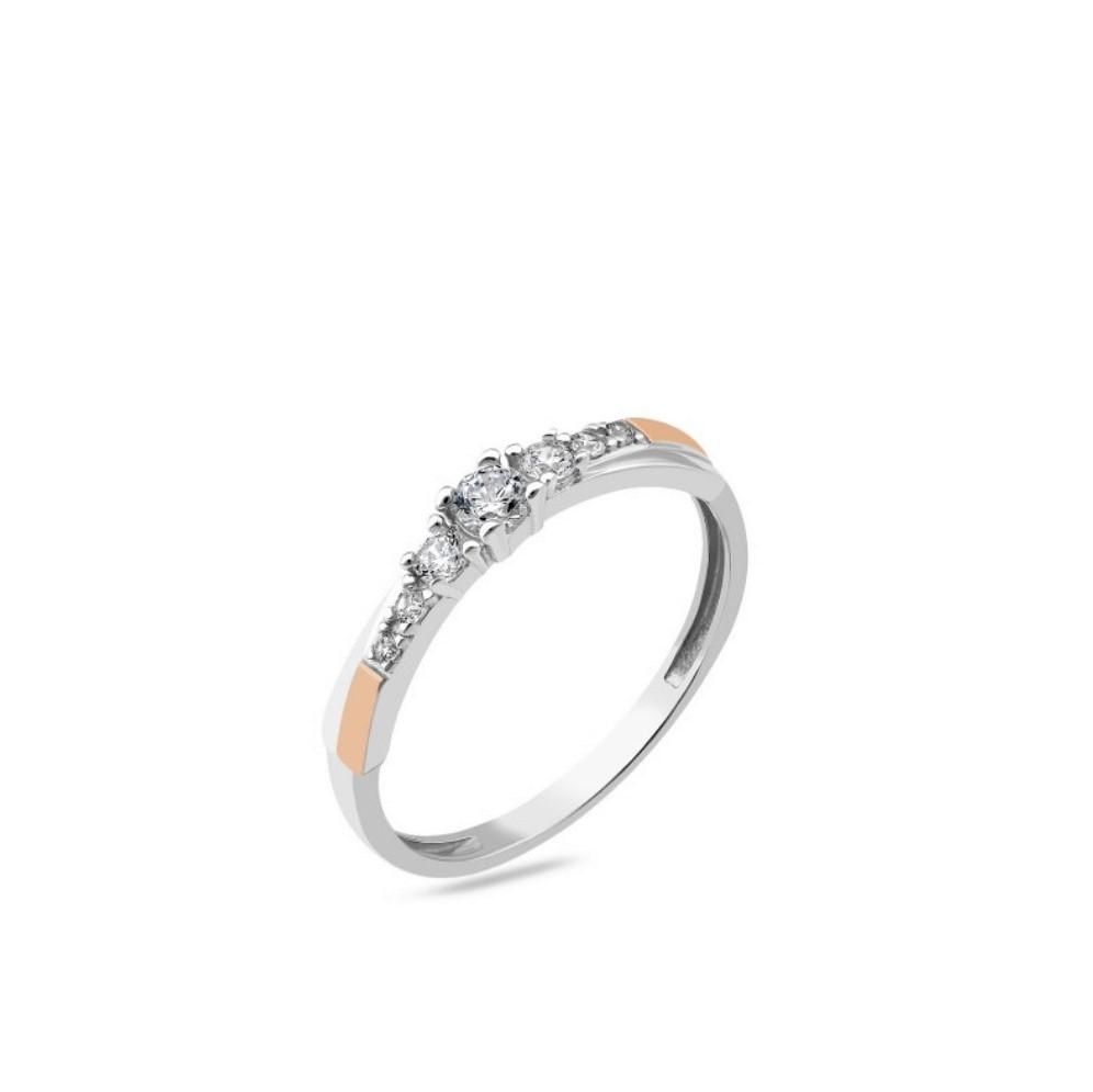 Кольцо женское серебряное с золотой пластиной вставка кубический цирконий р. 17 1082 1,46 г