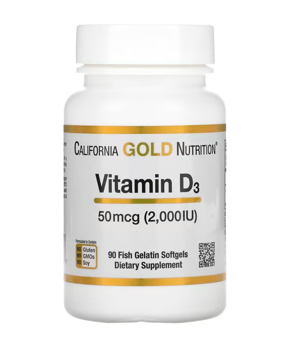 Витамин D3 California Gold Nutrition 50 мкг 2000 МЕ 90 рыбно-желатиновых капсул (CGN-01179)