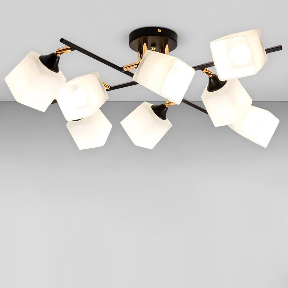Люстра стельова Light House SRS-20821/8 плафон білий Чорний/Золотий