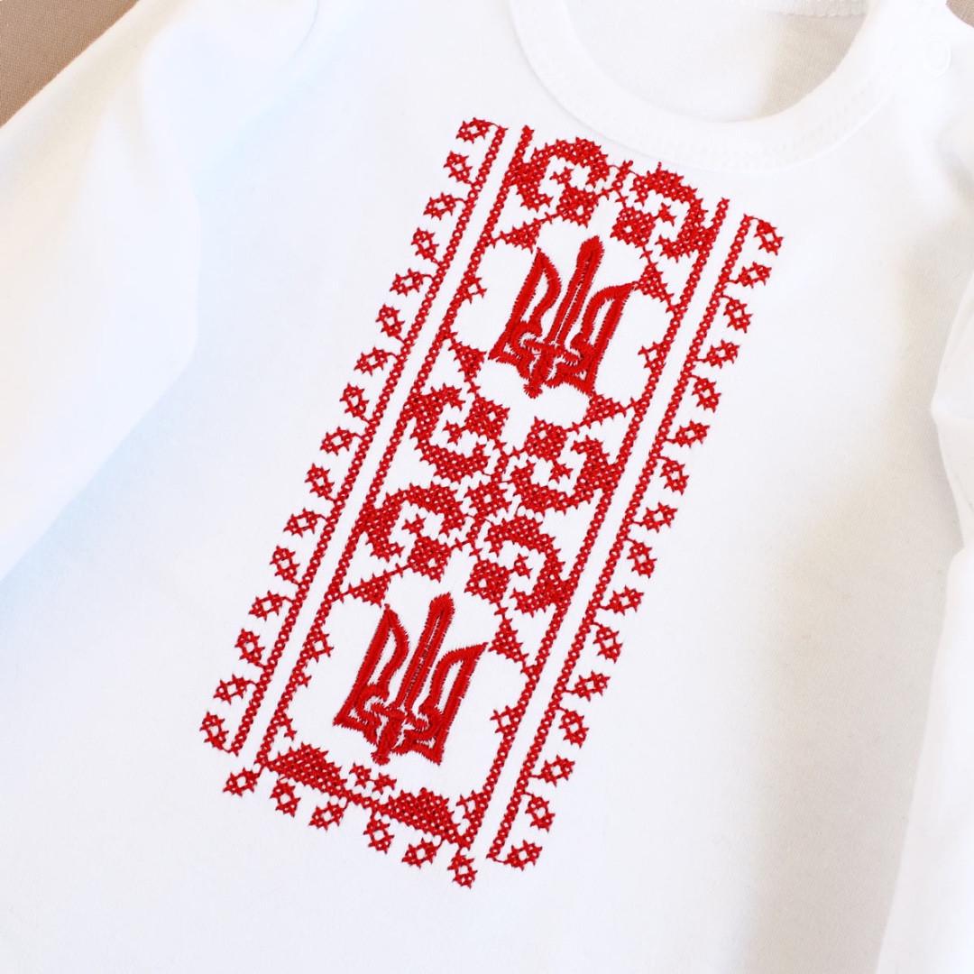 Боди с вышивкой Трезубец 68 см 3-6 мес Белый (2679645846) - фото 4