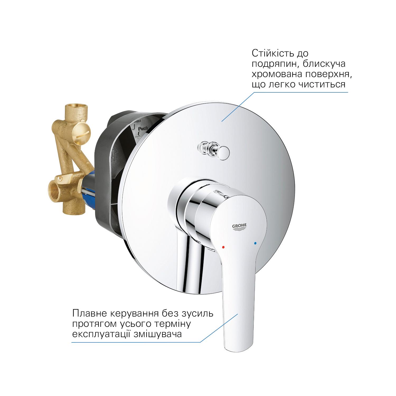 Смеситель скрытого монтажа Grohe QuickFix Start 23558002 CV030581 с переключателем Хром (159152) - фото 5