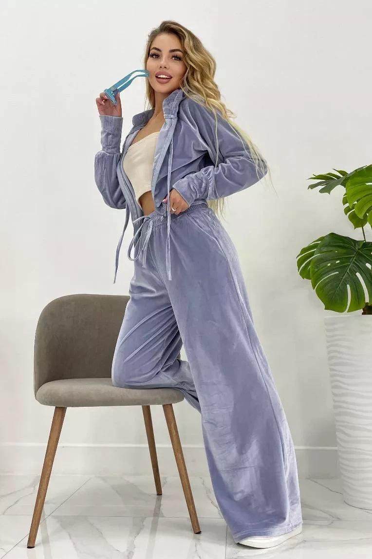 Спортивный костюм женский 2XL-3XL Серо-голубой (186859)