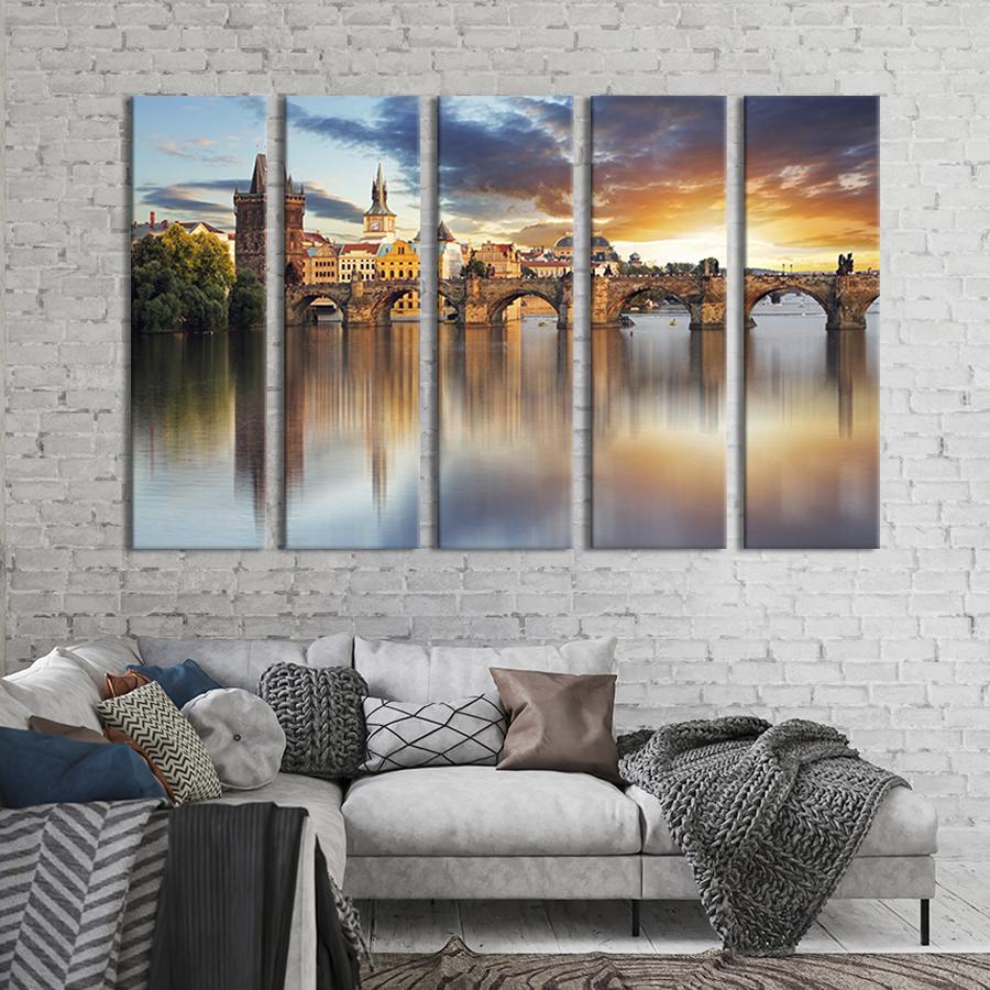 Модульна картина з 5 частин Містичний міст Карлов у Празі 132x80 см (346-51)