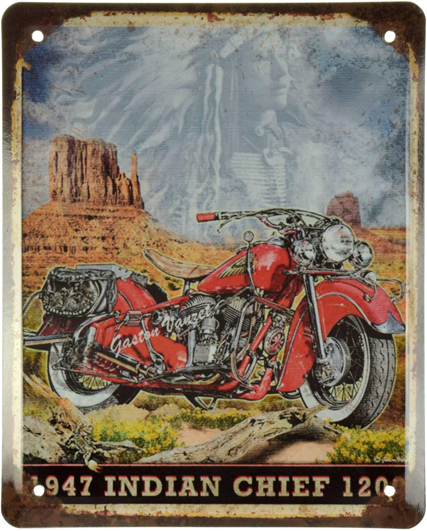 Табличка металлическая 1947 Indian Chief 1200 18x22 см