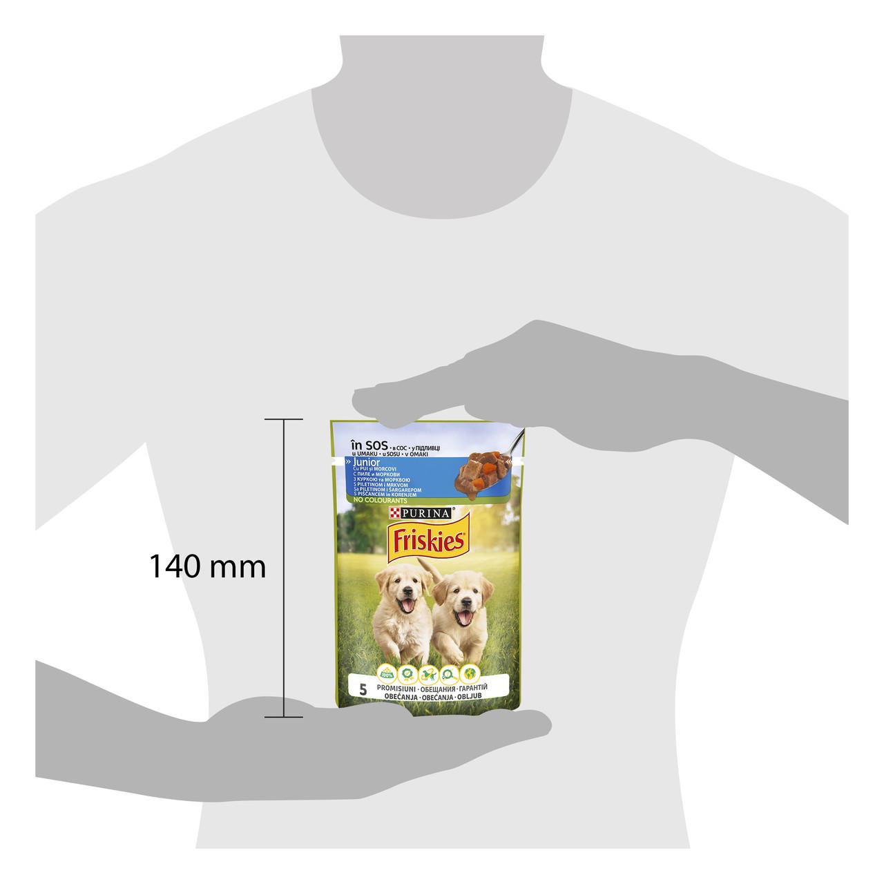 Влажный корм Friskies Junior для щенков кусочки в соусе курица и морковь 85 г (8445290751096) - фото 3 Влажный корм Friskies Junior для щенков кусочки в соусе курица и морковь 85 г (8445290751096) - фото 3