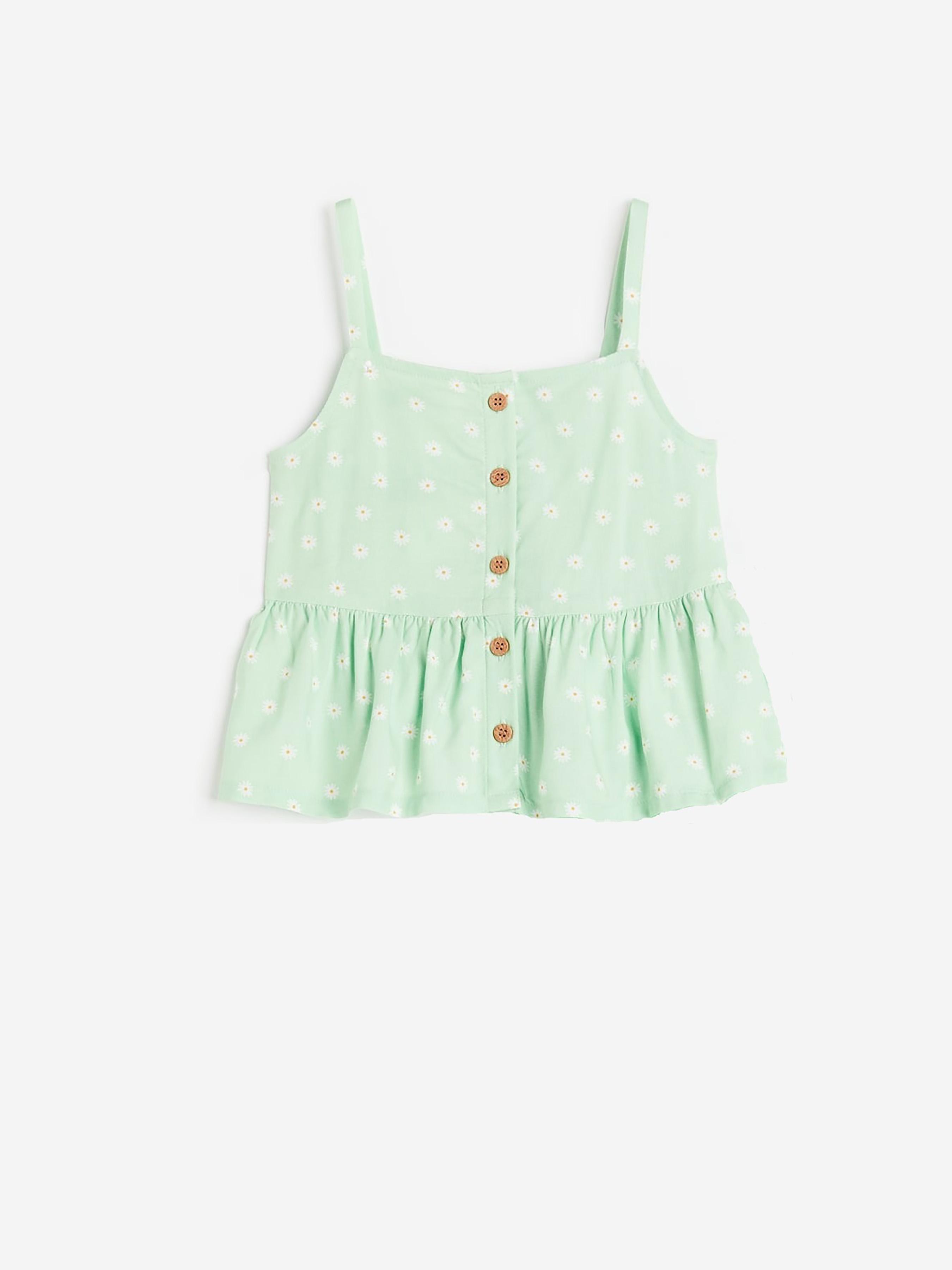 Блуза H&M Квіти р. 98 см Світло-зелений (A70110315051)