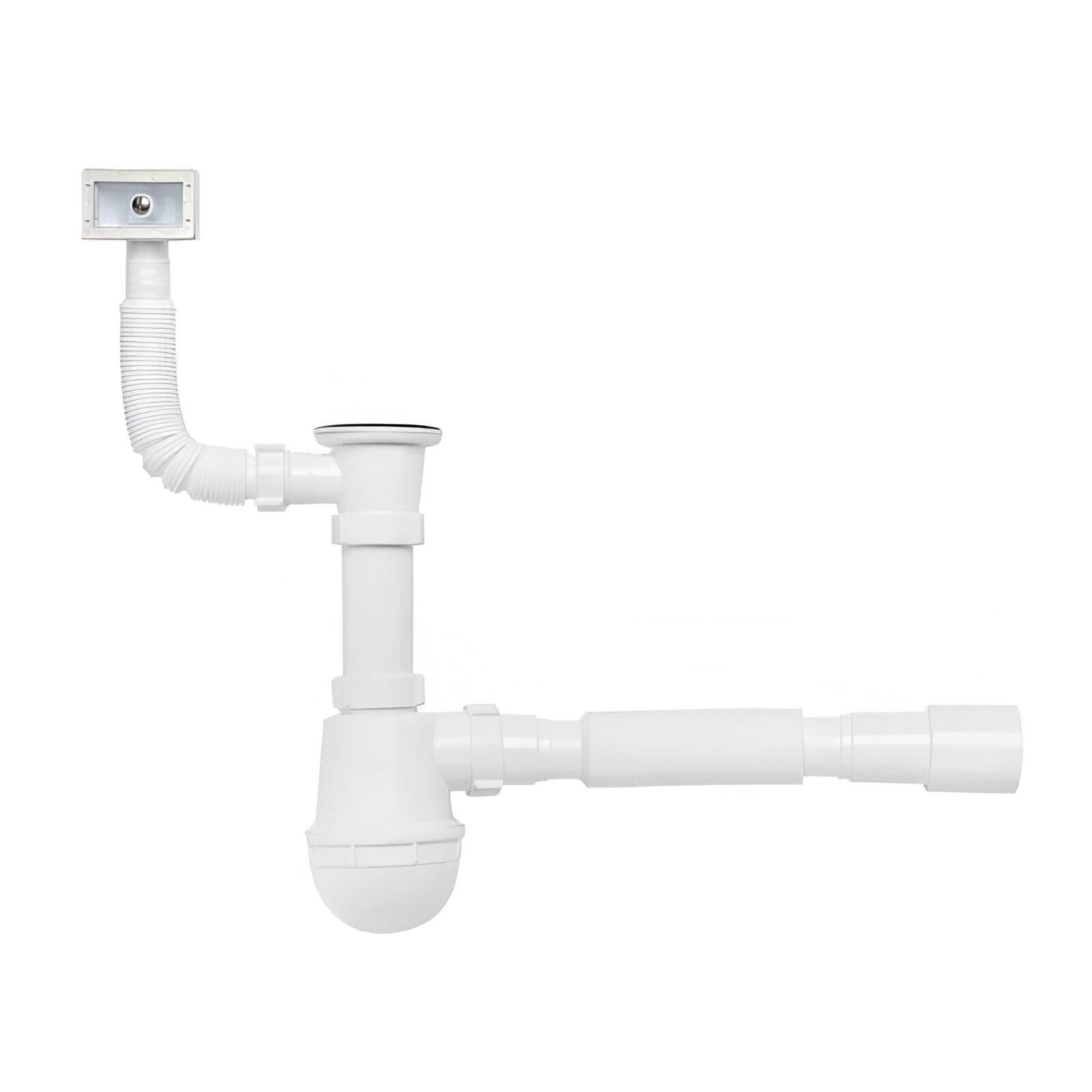 Сифон для кухонной мойки Kronoplast SM26010343 1 1/2" х 40 мм с квадратным переливом (TU-18514)
