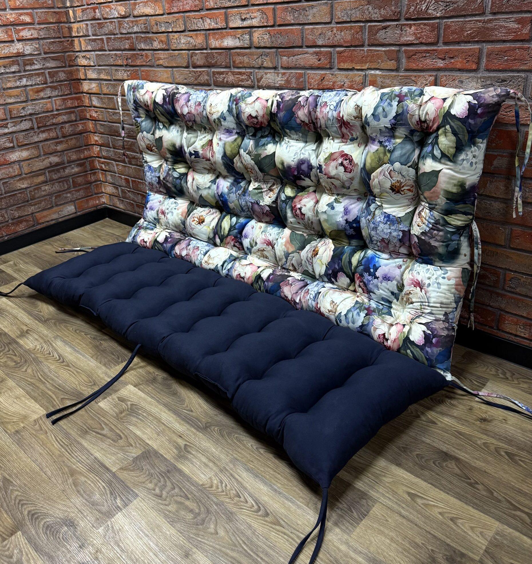 Подушка Comfort Home 3D flowers blue на поддоны/качели/каркасы/садовая мебель комбинированная панама 150х50х50 см