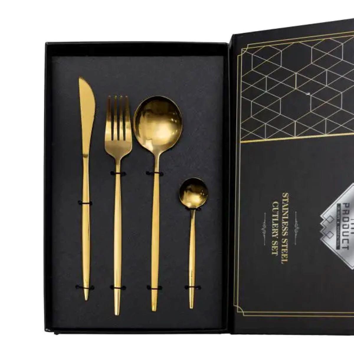 Набор столовых приборов на 6 персон 24 пр. Золотистый - фото 5