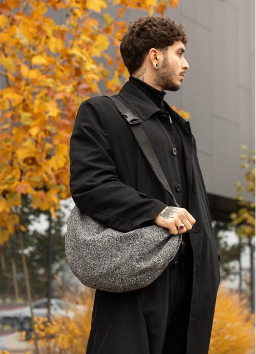 Мужская сумка хобо Sambag тканевая Серый (722058428) - фото 2 Мужская сумка хобо Sambag тканевая Серый (722058428) - фото 2