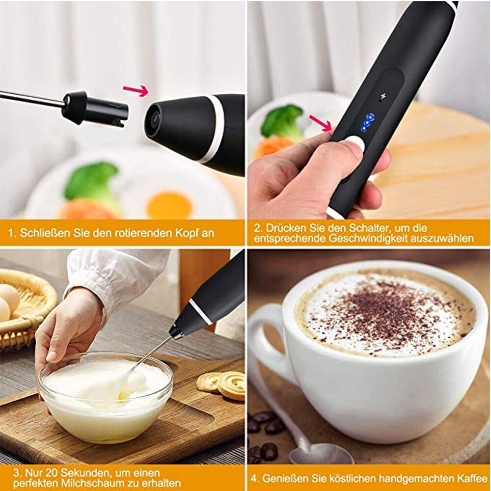 Капучинатор 3в1 Electric Milk Frother AN-69 3 насадки USB - фото 8