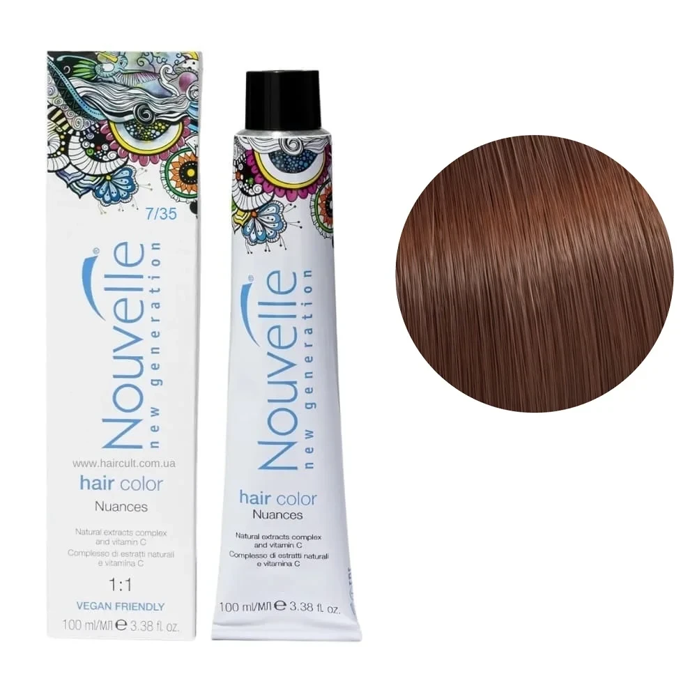 Краска для волос Nouvelle Hair Color 7/35 Средне-золотистый русый красного дерева 100 мл Краска для волос Nouvelle Hair Color 7/35 Средне-золотистый русый красного дерева 100 мл