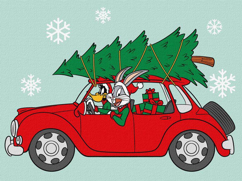 Картина за номерами Ideyka Bugs & Daffy: Різдвяна поїздка 30x40 см (Id-KHO6861)
