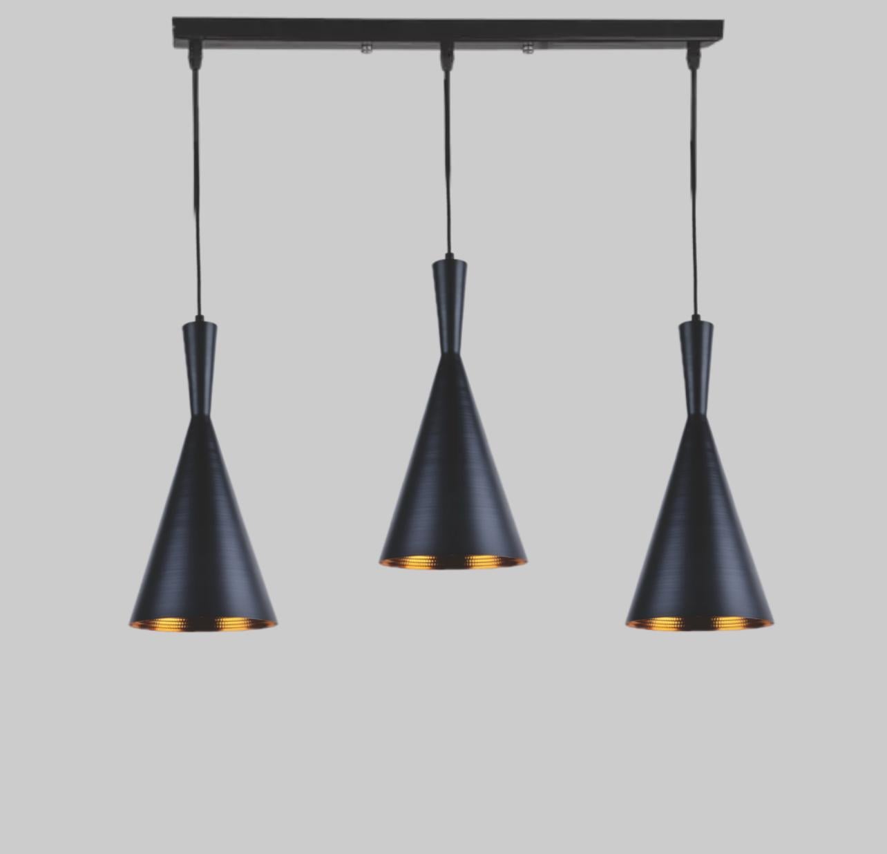 Люстра лофт із золотими всередині плафонами Чорний (54-6403-3 BK)