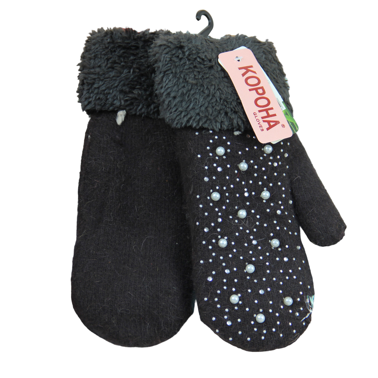 Перчатки женские шерстяные на меху с отворотом и бусинами М-L Коричневый (33936) Перчатки женские шерстяные на меху с отворотом и бусинами М-L Коричневый (33936)