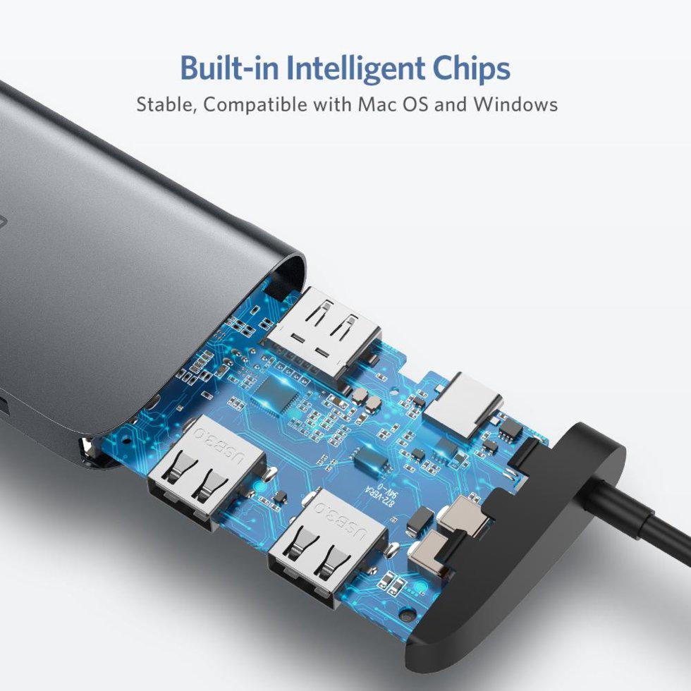 Концентратор UGREEN 6в1 Type-C HDMI/PD 100W/Ethernet RJ45/USB (50771) - фото 6 Концентратор UGREEN 6в1 Type-C HDMI/PD 100W/Ethernet RJ45/USB (50771) - фото 6