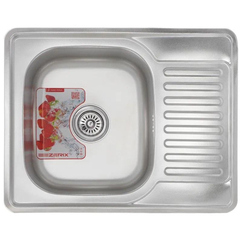 Мойка для кухни Zerix Z6350-06-160D прямоугольная накладная 0,6 мм 630x500 мм Нержавеющая сталь декор (ZM0562)