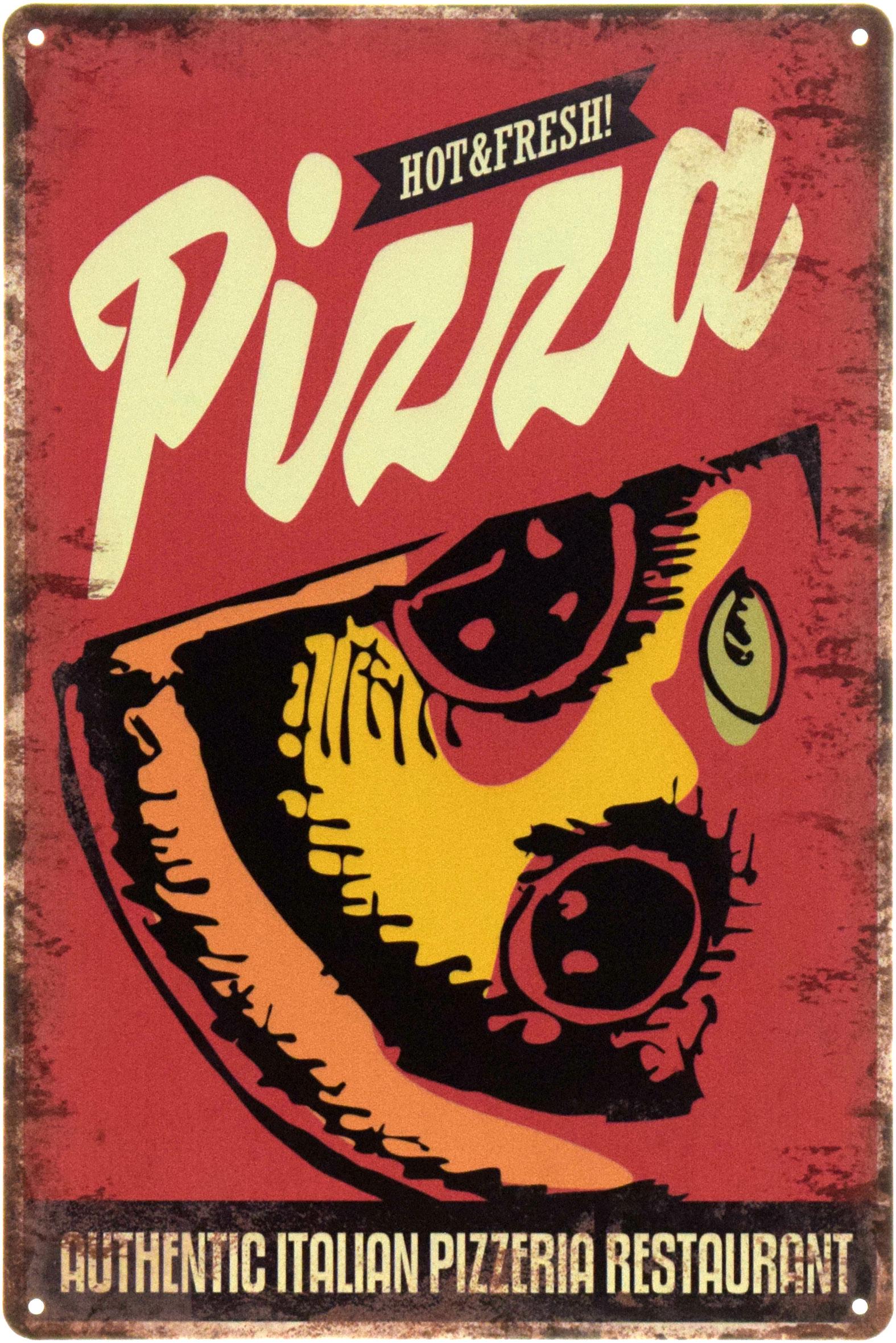Табличка металлическая "Pizza - Hot&Fresh" 20x30 см (ms-104473)