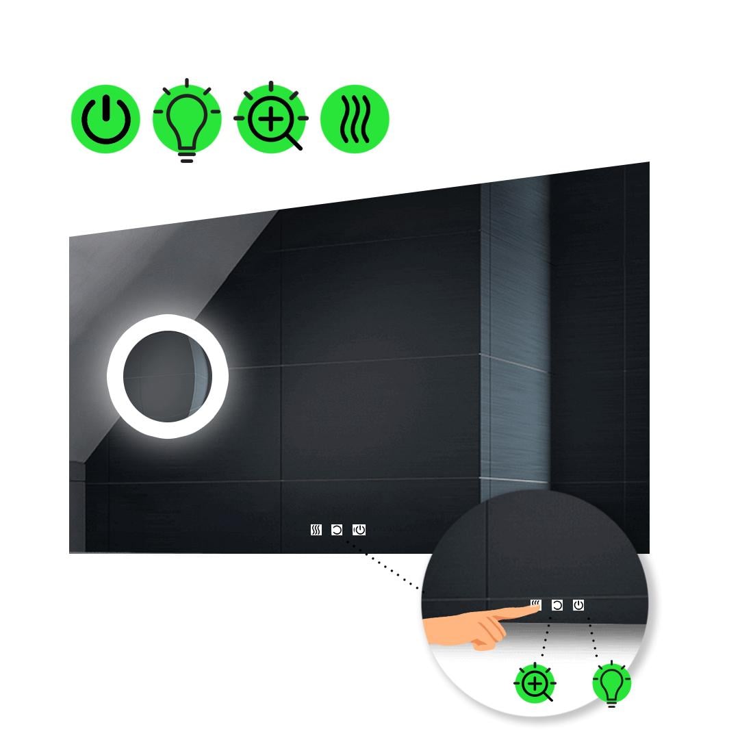 LED-дзеркало 90x60 см з трьома сенсорами/підігрівом та лінзою з підсвіткою Lucia (luciag81)