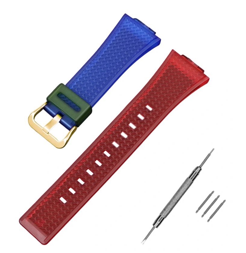 Ремінець для Casio G-Shock GA-100/110 Transl-Red-Blue GD (3932)