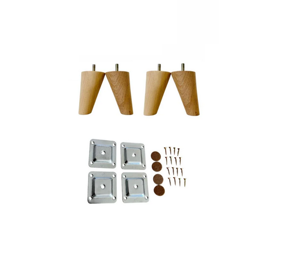 Комплект ножек конусных мебельных скошенных 10 см и пластинами для крепления 4 шт.