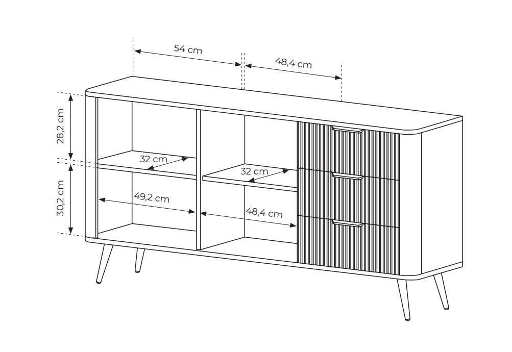 Комод Perfect Home Lante 2D3S/163 2-дверний з 3 шухлядами і чорними ніжками Чорний (PFH-091115) - фото 4 Комод Perfect Home Lante 2D3S/163 2-дверний з 3 шухлядами і чорними ніжками Чорний (PFH-091115) - фото 4