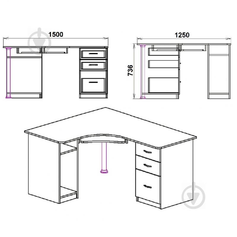 Стіл комп'ютерний KOMPANIT СУ-9 - фото 2 Стіл комп'ютерний KOMPANIT СУ-9 - фото 2