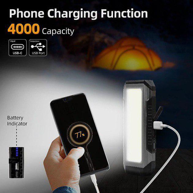 Лампа аккумуляторная IP56 с функцией powerbank 4000 мАч 1200 Лм (1007) - фото 6