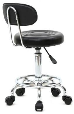 Табурет на колесах со спинкой круглый Черный (287066) - фото 3