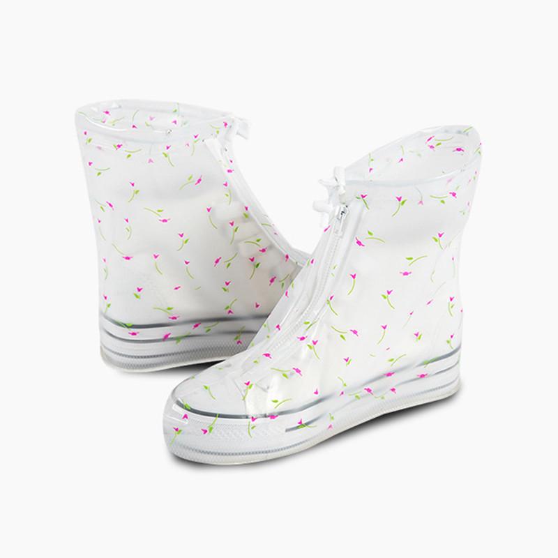 Резиновые бахилы Lesko SB-102 Цветочки на обувь от дождя 25 см