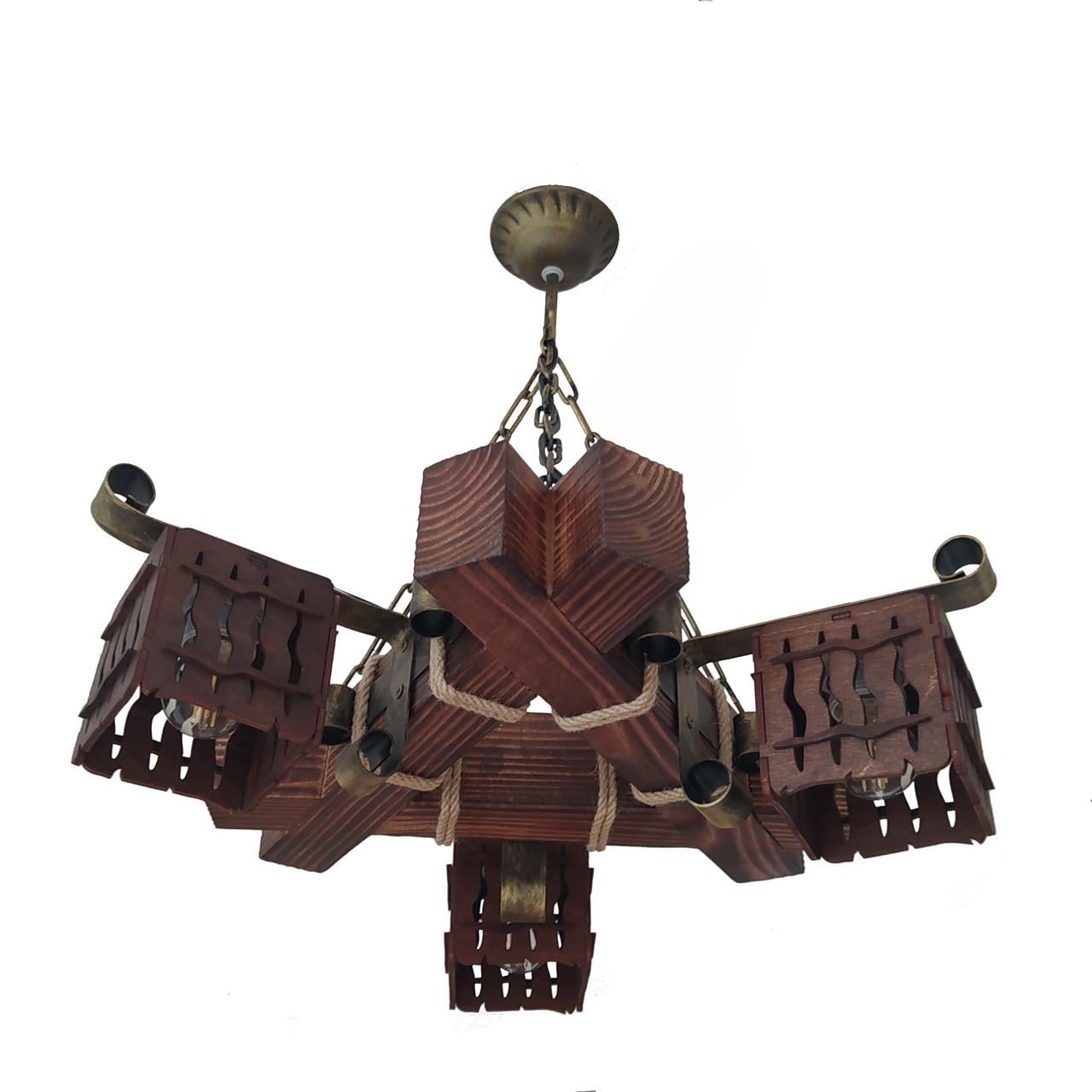 Люстра деревянная подвесная Lighthouse LPR-20107/3P Коричневый (112208)