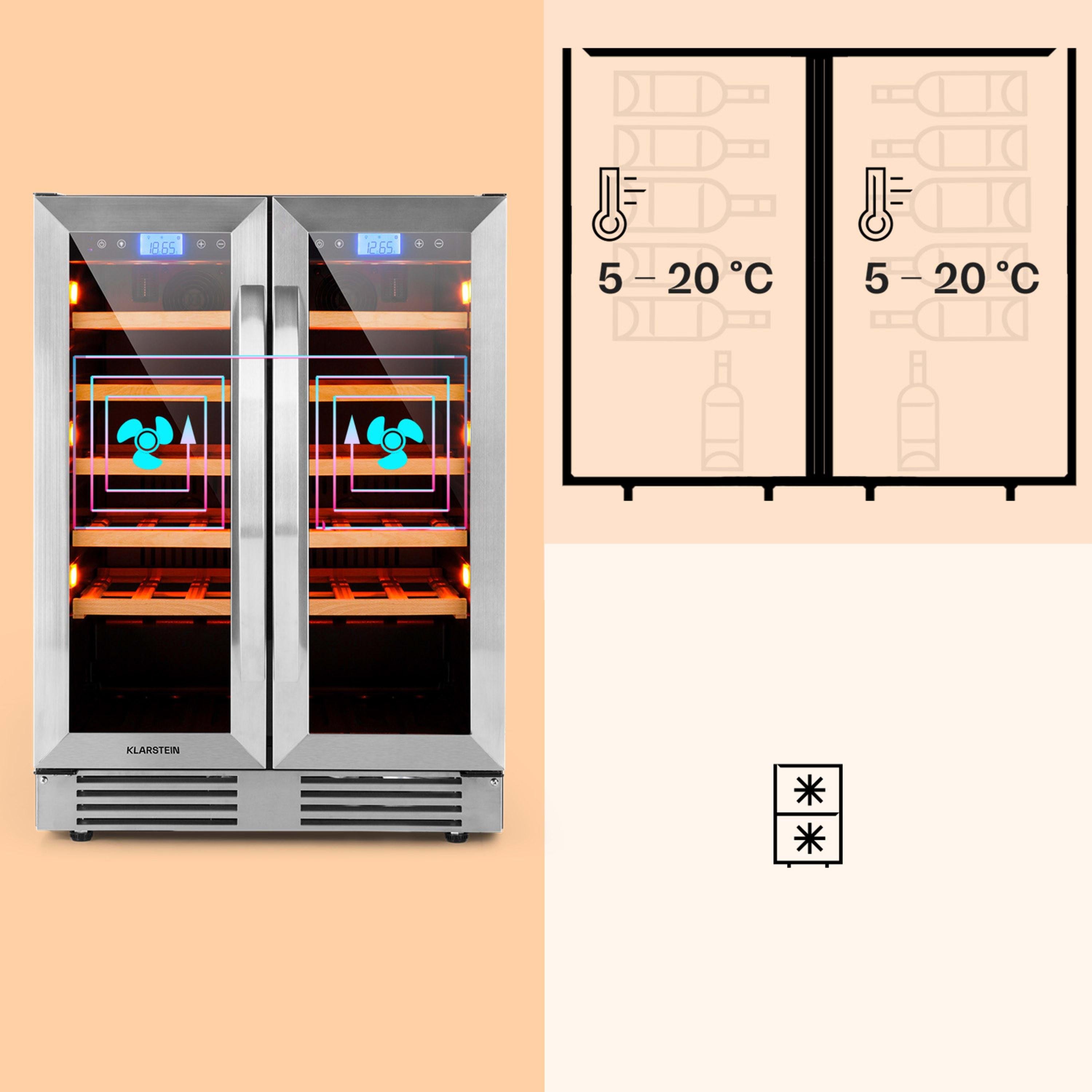 Холодильник для вина KLARSTEIN Vinovilla 42 Twin Duo встроенный 2 зоны (10045904) - фото 5