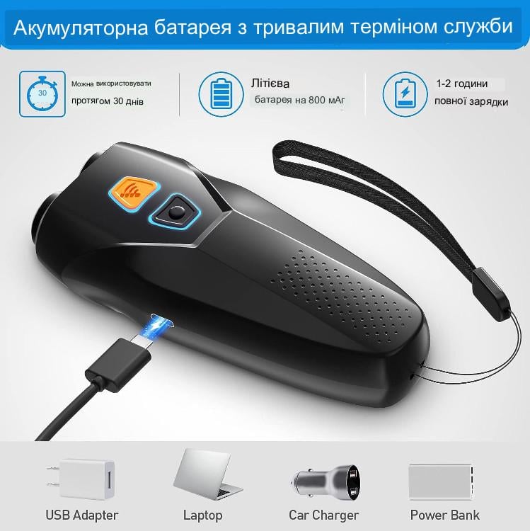 Відлякувач собак ультразвуковий Ultrasonic PU70 з фонариком/індикатором зарядки/акумулятором від USB 3в1 - фото 5