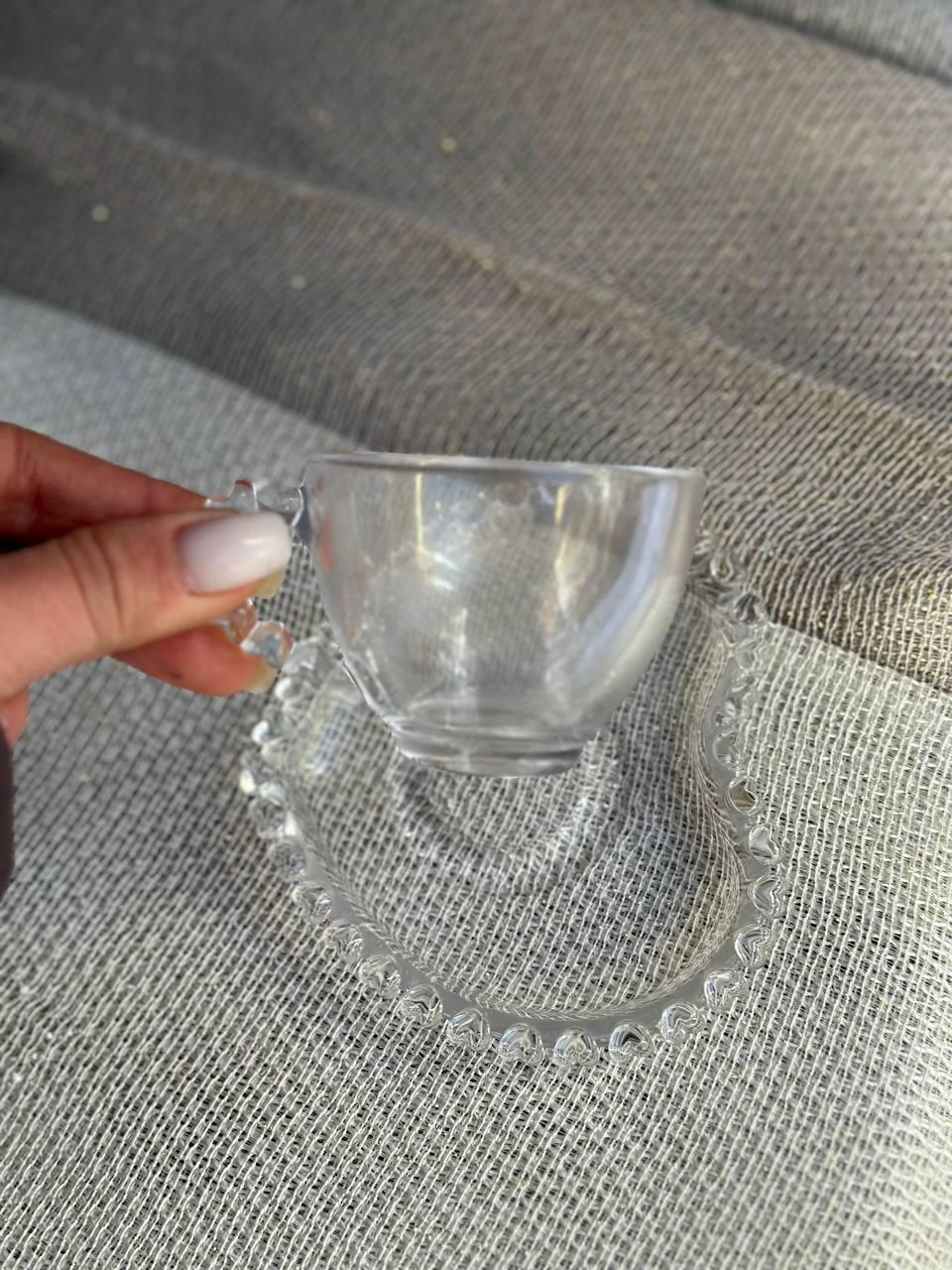 Чашка з блюдцем OLens Прозоре серце скло 100 мл Прозорий - фото 4 Чашка з блюдцем OLens Прозоре серце скло 100 мл Прозорий - фото 4