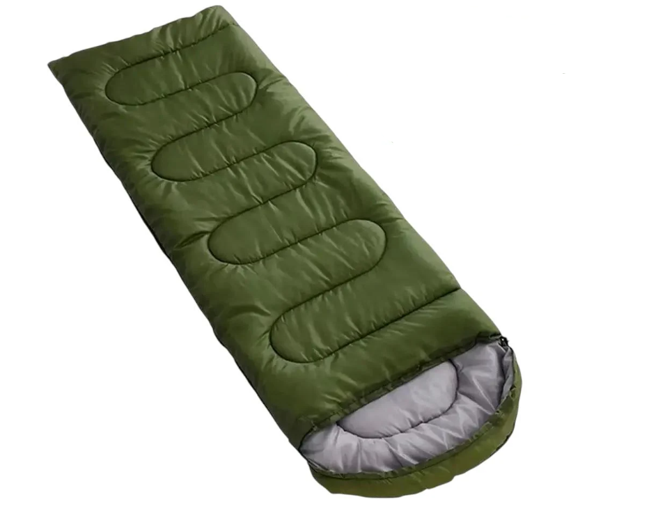 Мішок спальний туристичний з капюшоном літній 0°C Зелений