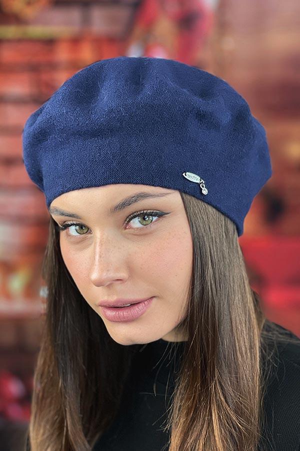 Берет шерстяной Braxton Донна женский Темно-синий (7218)