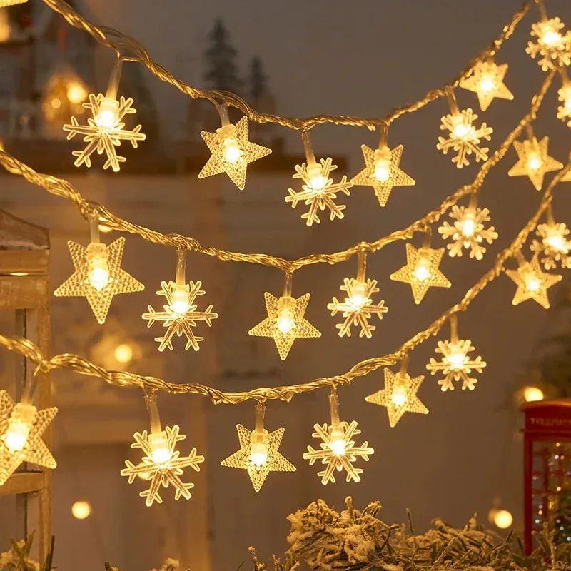 Гирлянда светодиодная LED с фигурками звездочек и снежинок 3 м 20 LED Теплый (00379) Гирлянда светодиодная LED с фигурками звездочек и снежинок 3 м 20 LED Теплый (00379)