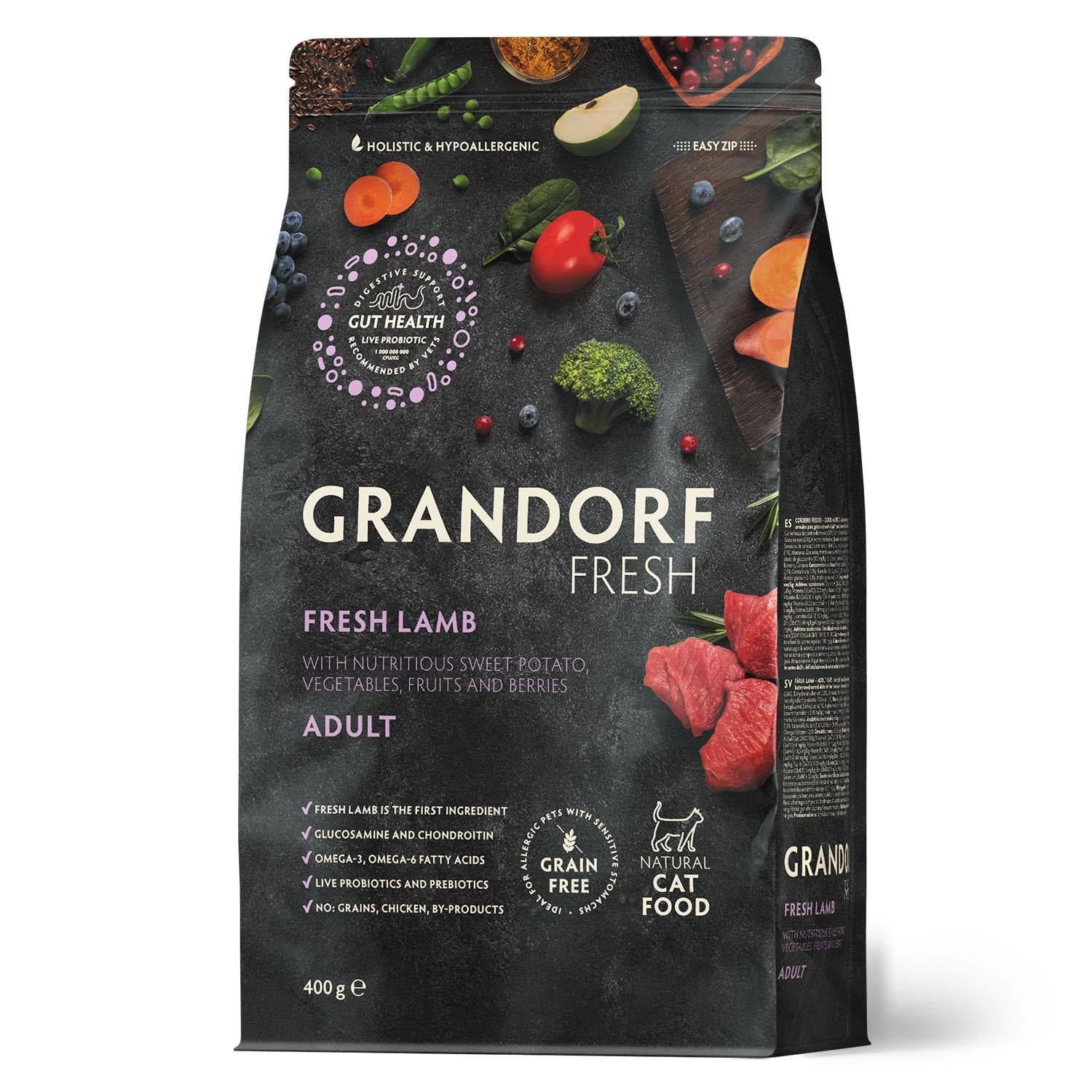 Корм сухий для дорослих котів Grandorf FRESH LAMB&SWEET POTATO CAT ягня з бататом 400 г (33356223)